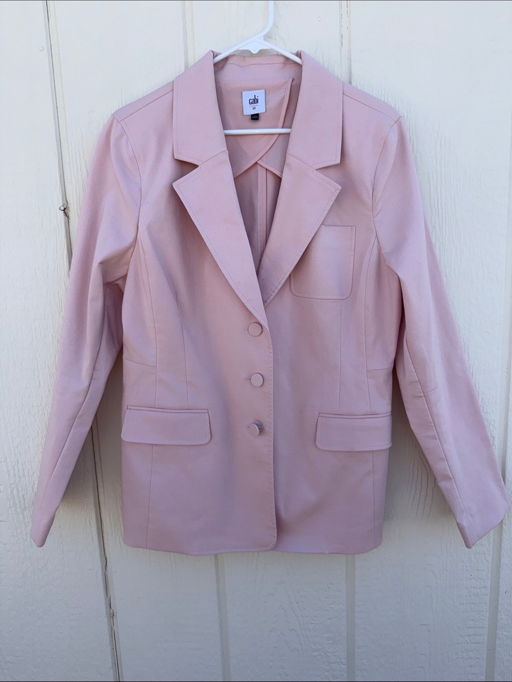 CAbi Size 12 Pink Tailored Blazer Jacket 3 Button Pockets Vent
